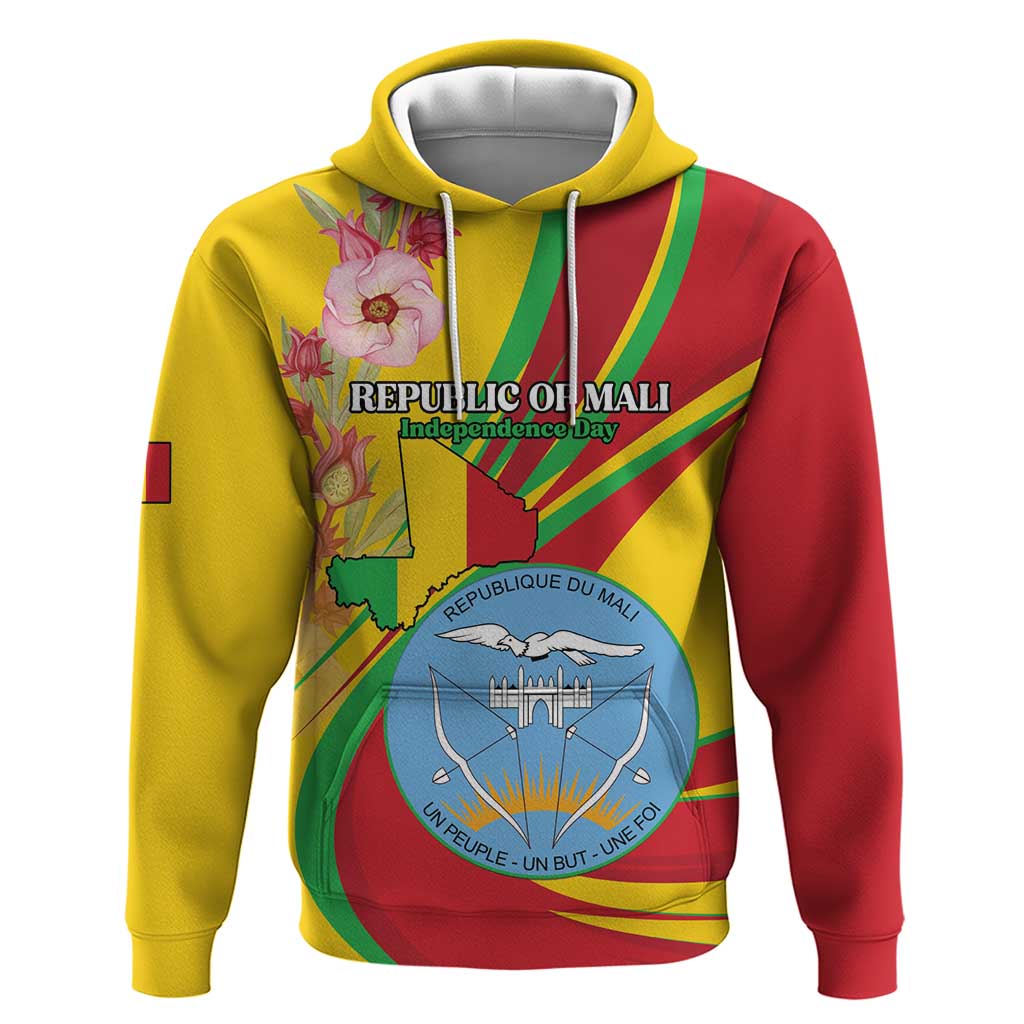 Personalized Mali Independence Day Hoodie Coat Of Arms With Hibiscus Sabdariffa LT15