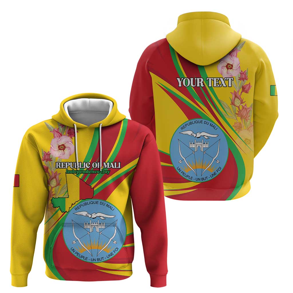 Personalized Mali Independence Day Hoodie Coat Of Arms With Hibiscus Sabdariffa LT15