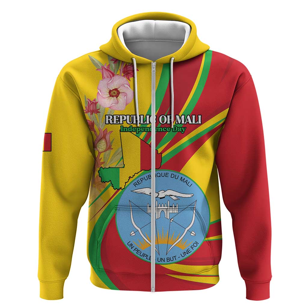 Personalized Mali Independence Day Hoodie Coat Of Arms With Hibiscus Sabdariffa LT15
