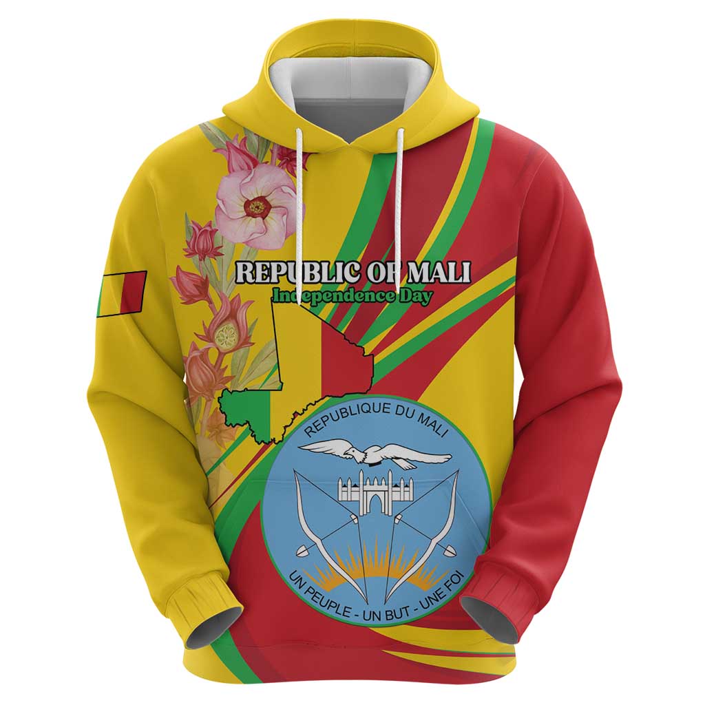 Personalized Mali Independence Day Hoodie Coat Of Arms With Hibiscus Sabdariffa LT15