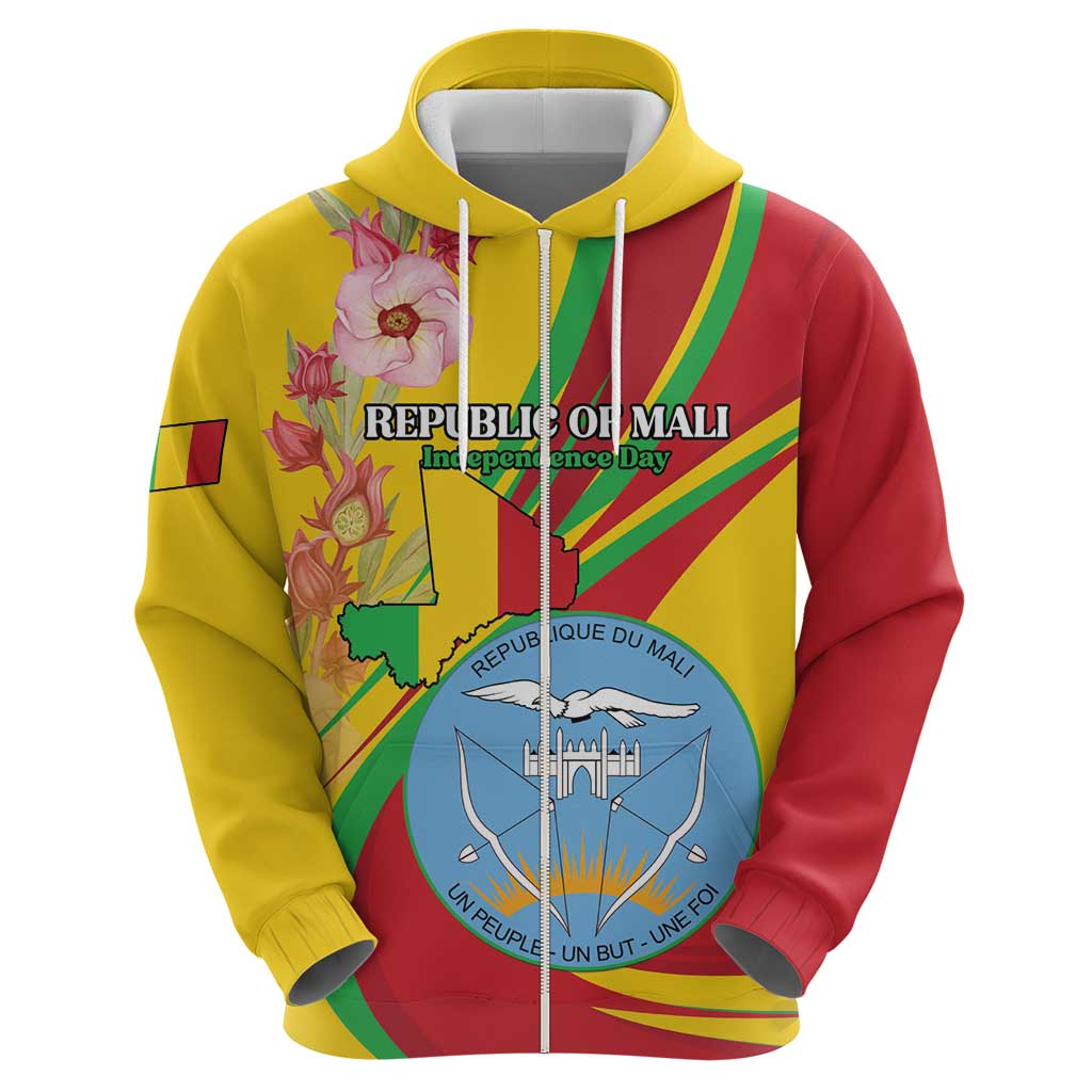 Personalized Mali Independence Day Hoodie Coat Of Arms With Hibiscus Sabdariffa LT15