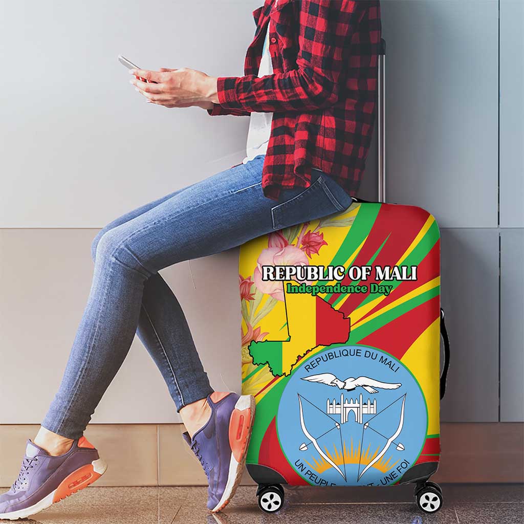 Mali Independence Day Luggage Cover Coat Of Arms With Hibiscus Sabdariffa LT15