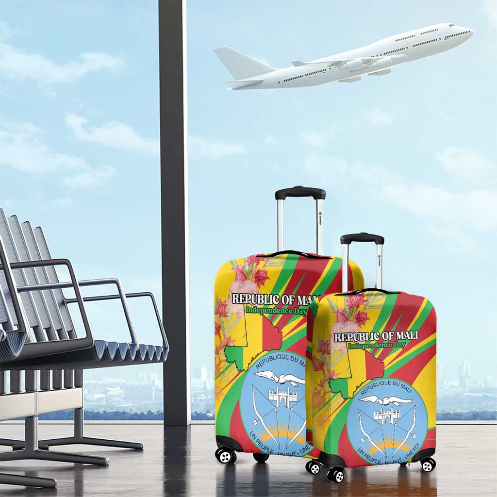 Mali Independence Day Luggage Cover Coat Of Arms With Hibiscus Sabdariffa LT15