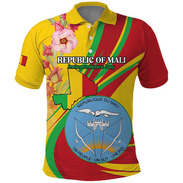 Personalized Mali Independence Day Polo Shirt Coat Of Arms With Hibiscus Sabdariffa LT15