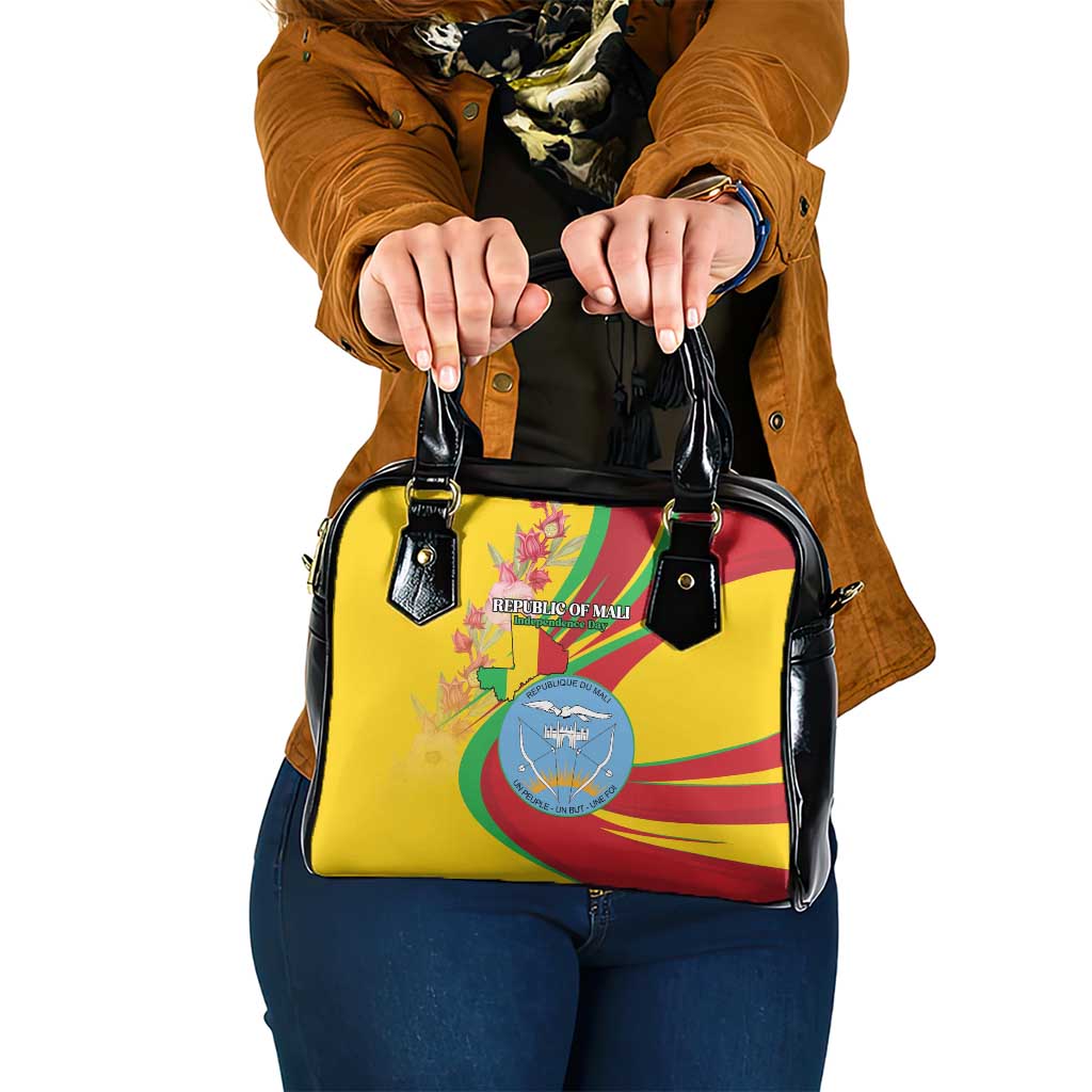 Mali Independence Day Shoulder Handbag Coat Of Arms With Hibiscus Sabdariffa LT15