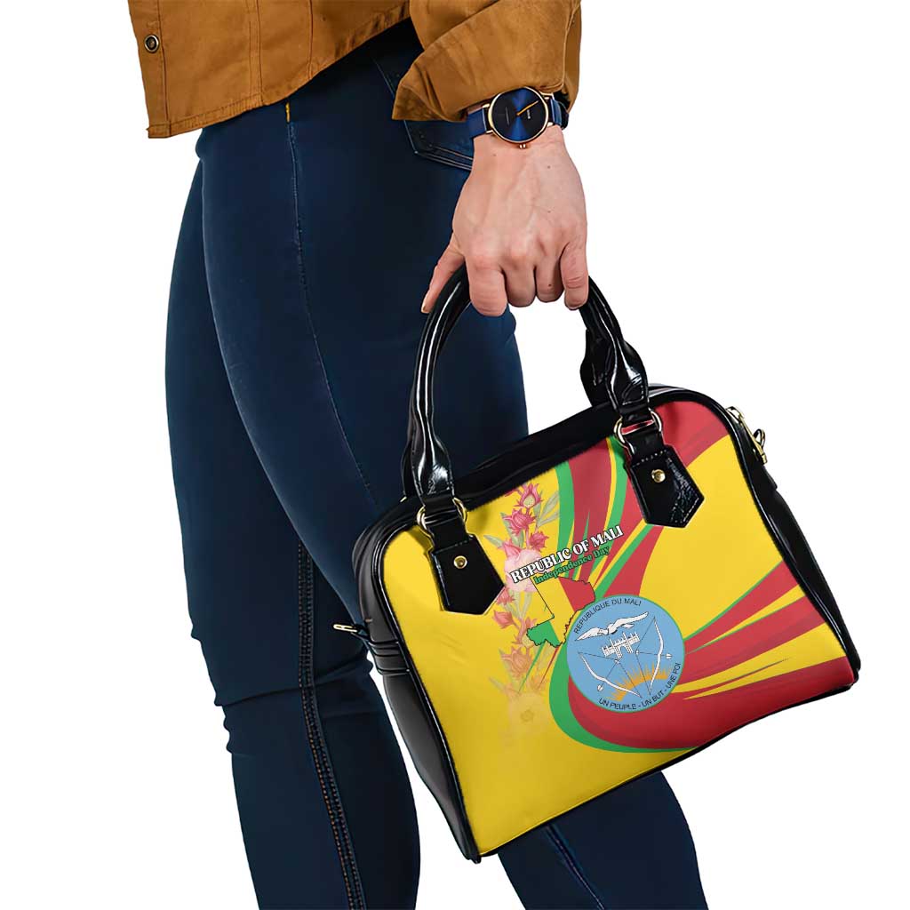 Mali Independence Day Shoulder Handbag Coat Of Arms With Hibiscus Sabdariffa LT15