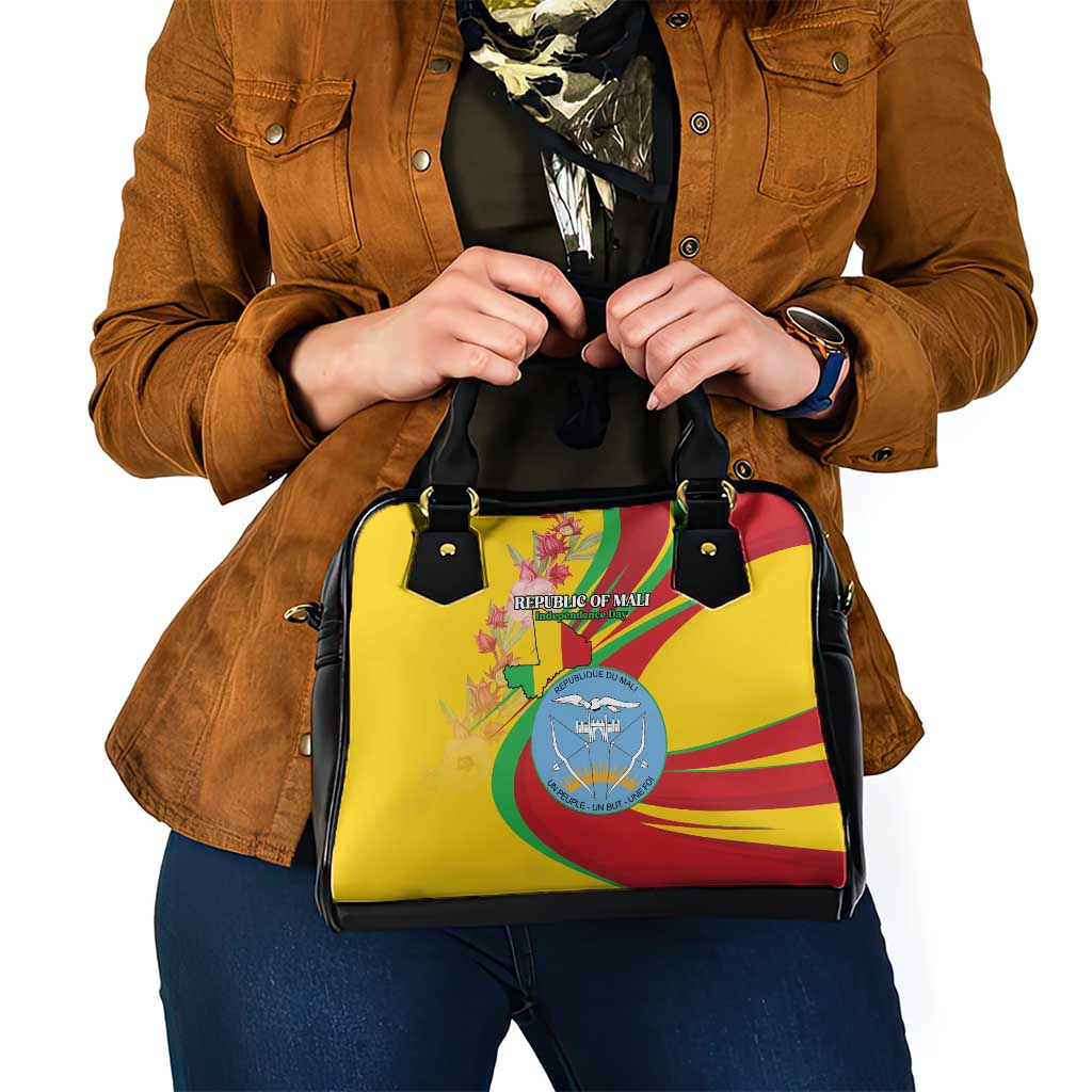 Mali Independence Day Shoulder Handbag Coat Of Arms With Hibiscus Sabdariffa LT15