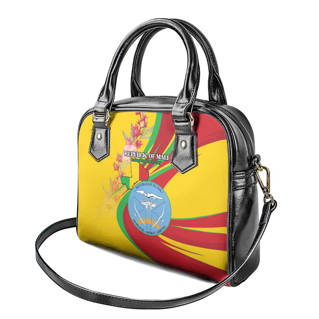 Mali Independence Day Shoulder Handbag Coat Of Arms With Hibiscus Sabdariffa LT15