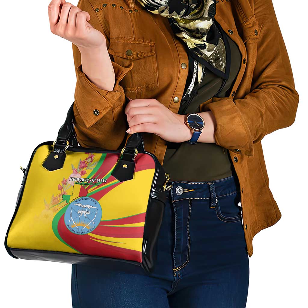 Mali Independence Day Shoulder Handbag Coat Of Arms With Hibiscus Sabdariffa LT15
