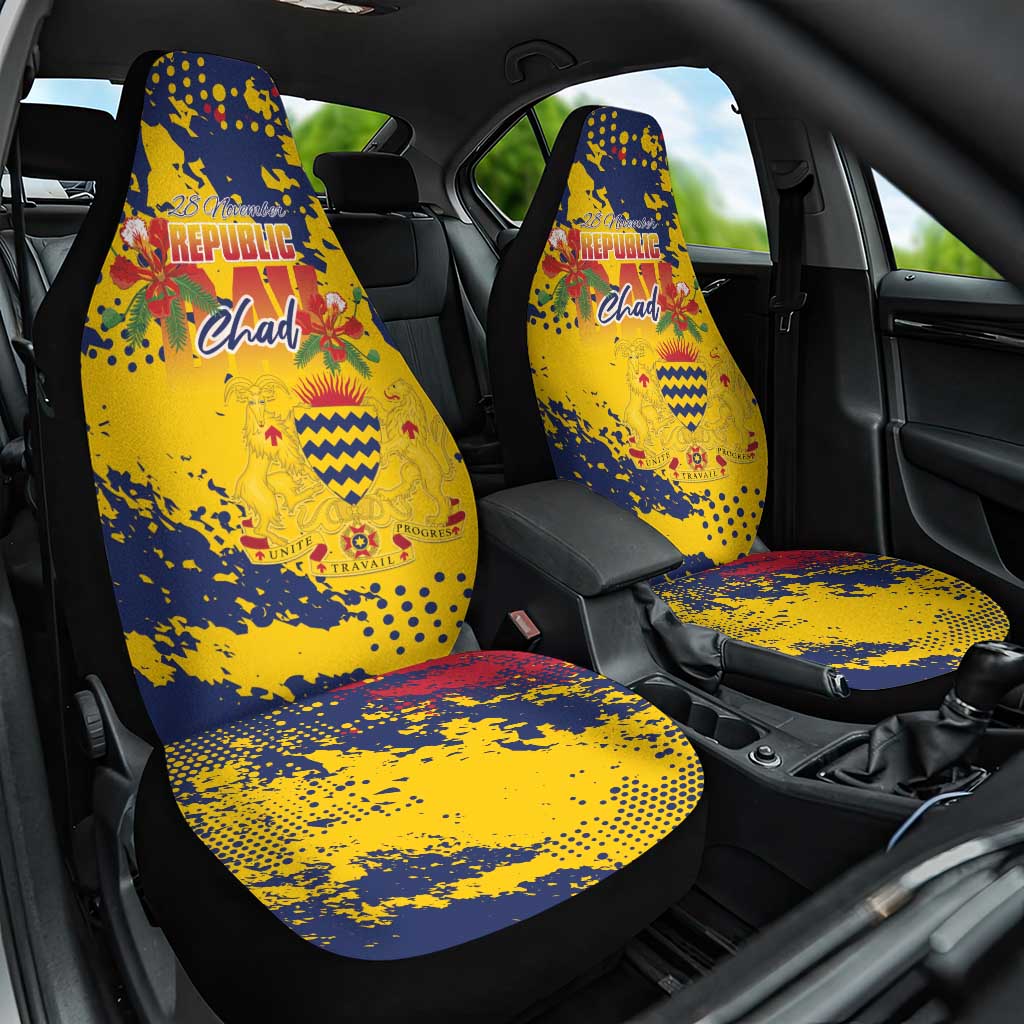 Chad Republic Day Car Seat Cover Coat Of Arms - Grunge Style LT15