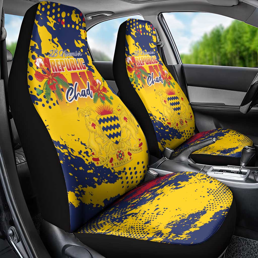Chad Republic Day Car Seat Cover Coat Of Arms - Grunge Style LT15