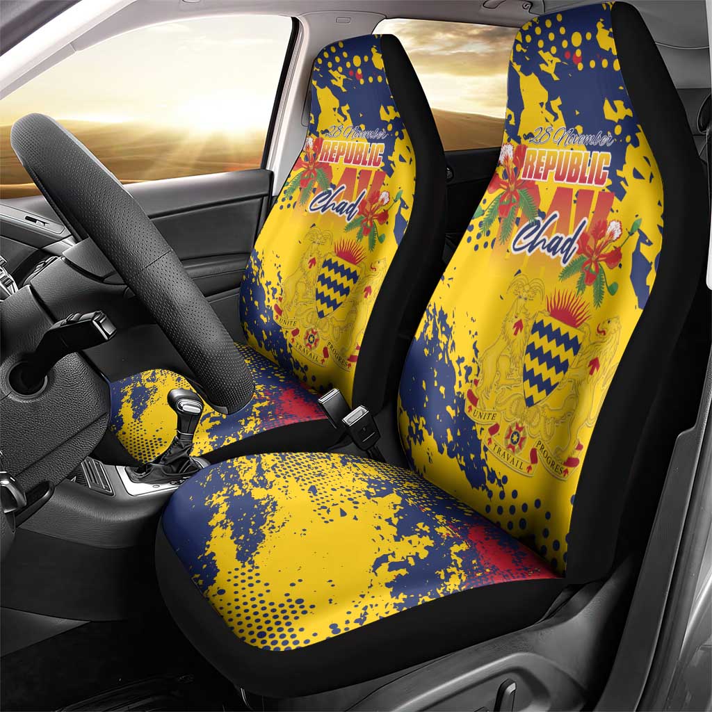 Chad Republic Day Car Seat Cover Coat Of Arms - Grunge Style LT15
