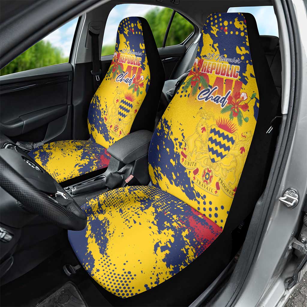 Chad Republic Day Car Seat Cover Coat Of Arms - Grunge Style LT15