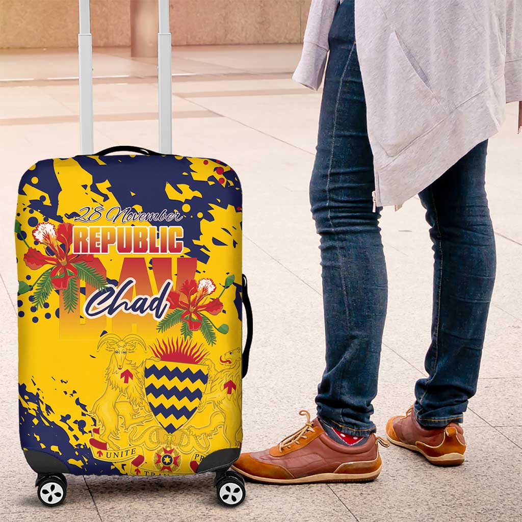 Chad Republic Day Luggage Cover Coat Of Arms - Grunge Style LT15