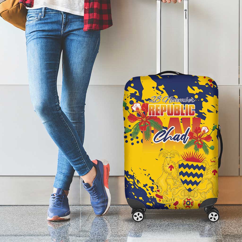 Chad Republic Day Luggage Cover Coat Of Arms - Grunge Style LT15
