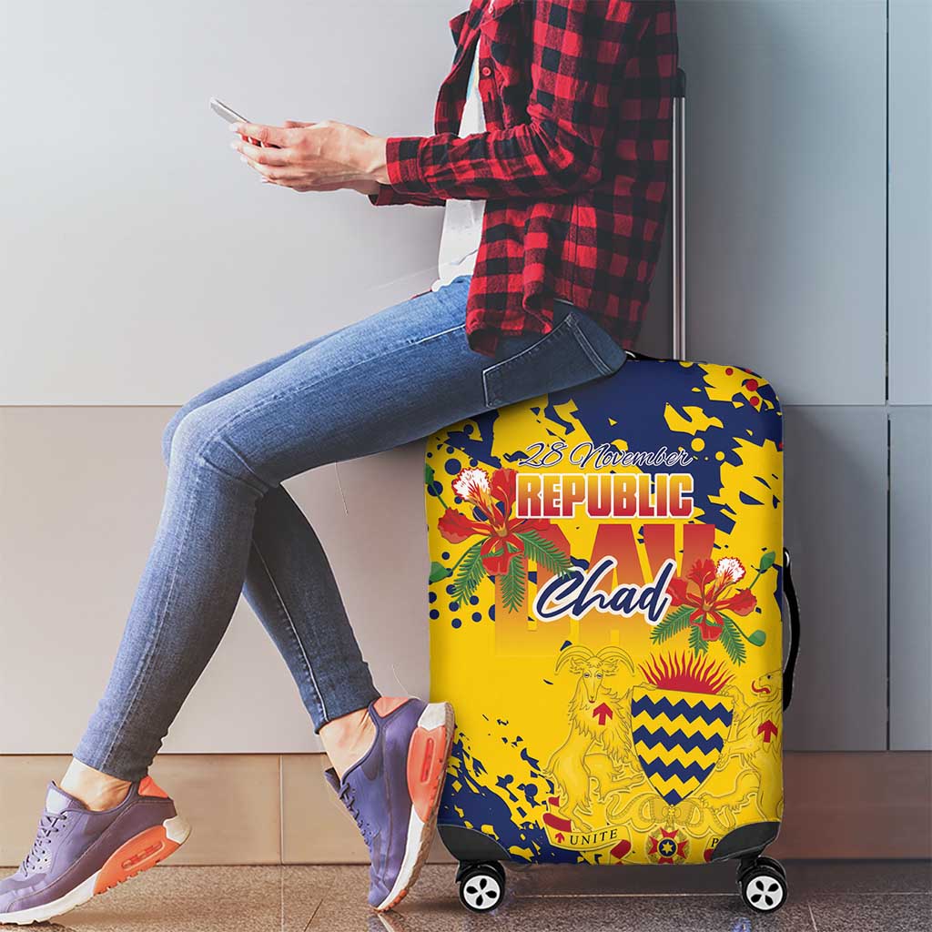 Chad Republic Day Luggage Cover Coat Of Arms - Grunge Style LT15