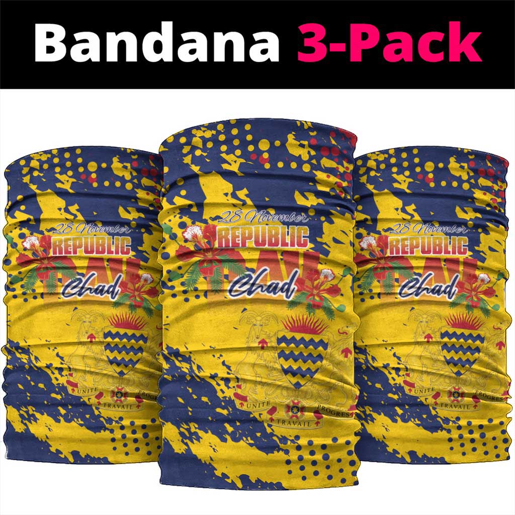 Chad Republic Day Neck Gaiter Coat Of Arms - Grunge Style LT15