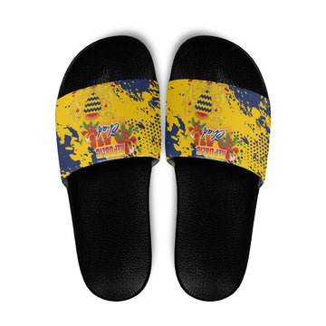 Chad Republic Day Slide Sandals Coat Of Arms - Grunge Style LT15