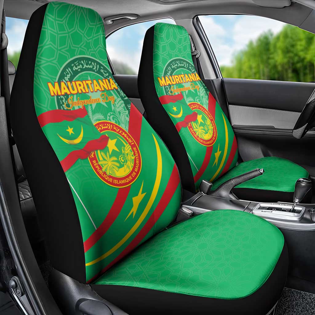 Mauritania Independence Day Car Seat Cover Coat Of Arms With Map LT15