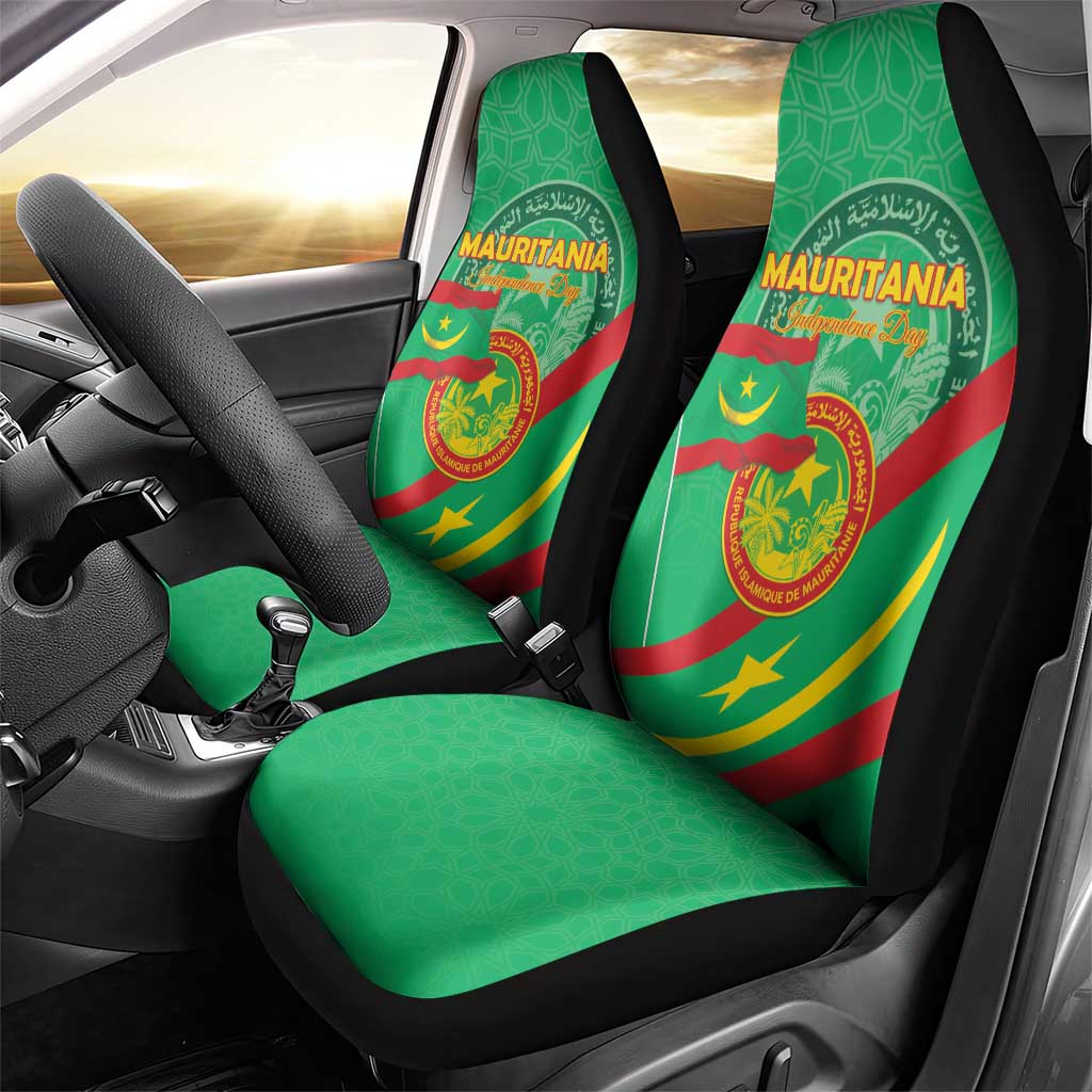 Mauritania Independence Day Car Seat Cover Coat Of Arms With Map LT15