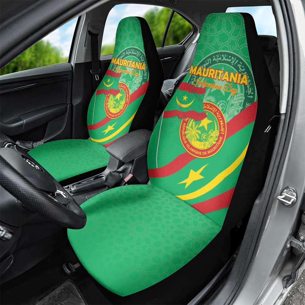 Mauritania Independence Day Car Seat Cover Coat Of Arms With Map LT15