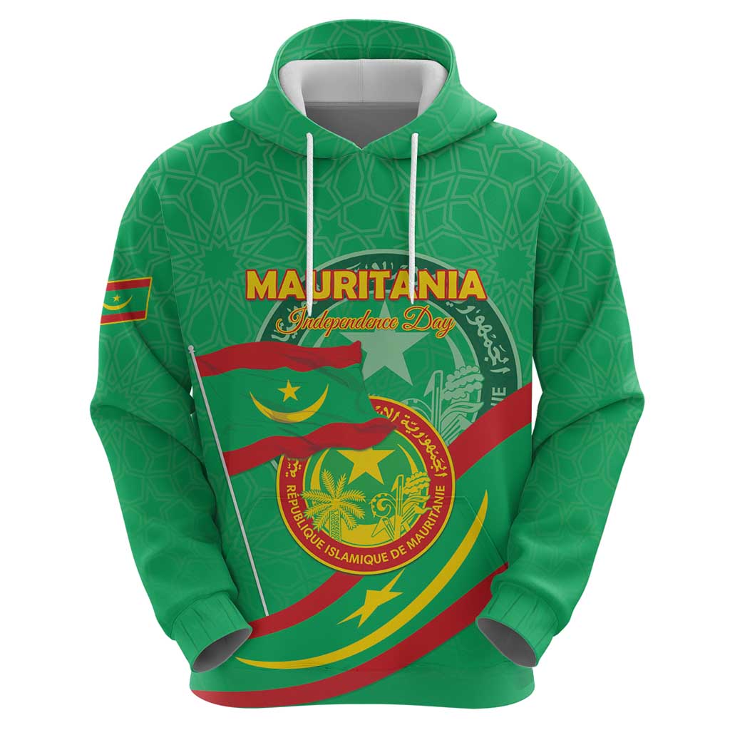 Personalized Mauritania Independence Day Hoodie Coat Of Arms With Map LT15