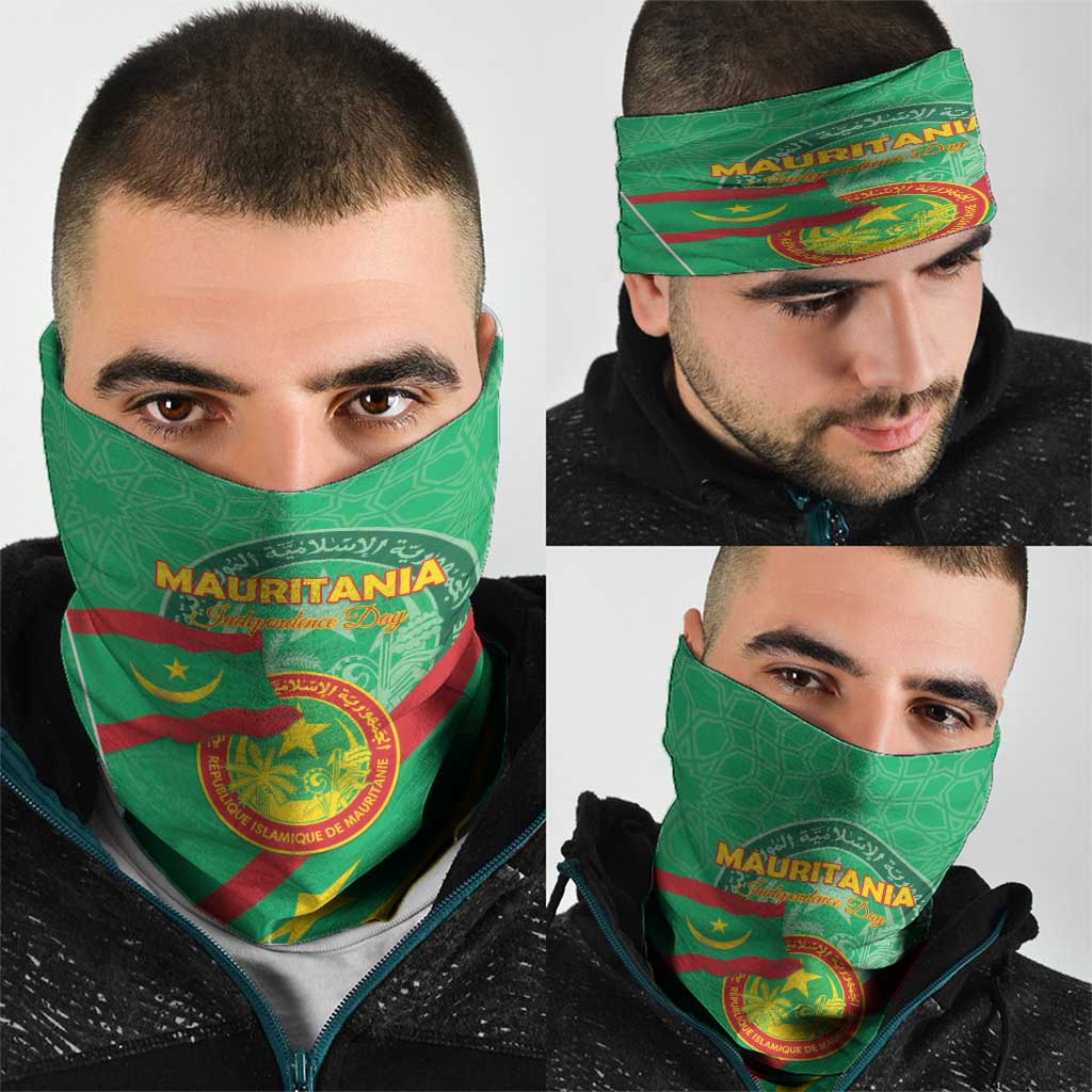 Mauritania Independence Day Neck Gaiter Coat Of Arms With Map LT15