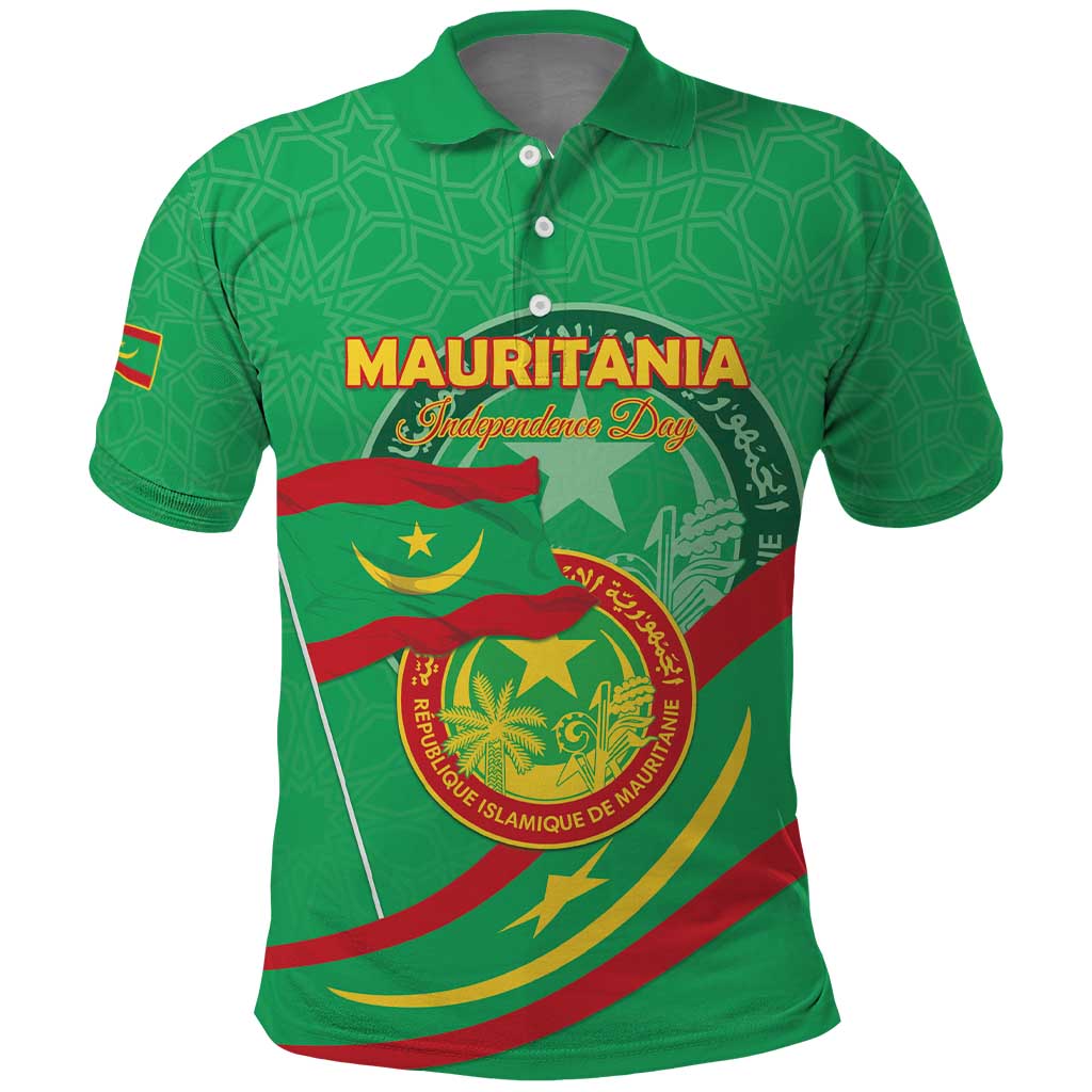 Personalized Mauritania Independence Day Polo Shirt Coat Of Arms With Map LT15