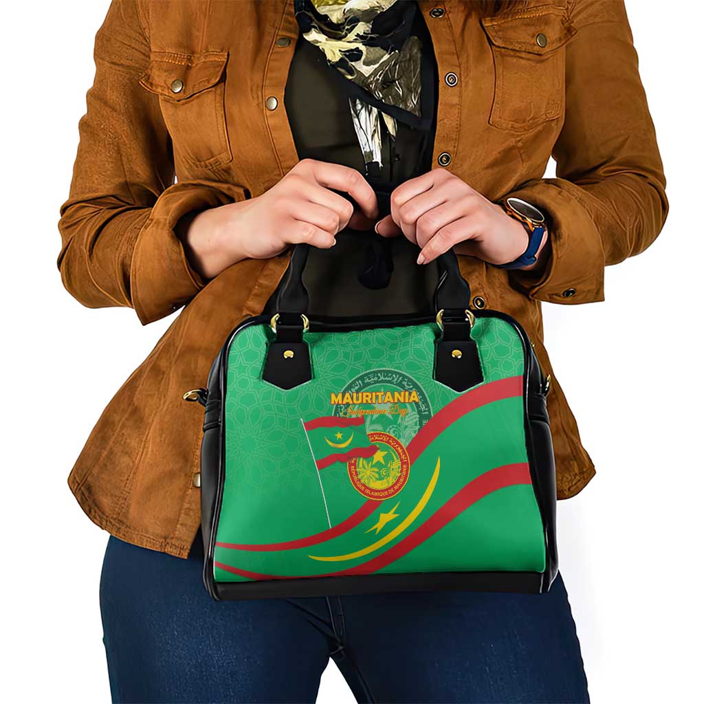 Mauritania Independence Day Shoulder Handbag Coat Of Arms With Map LT15