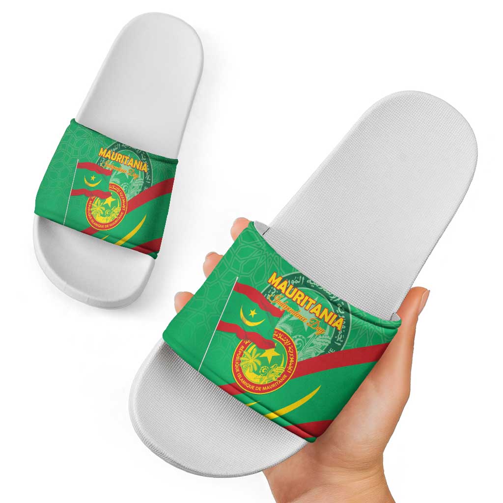 Mauritania Independence Day Slide Sandals Coat Of Arms With Map LT15