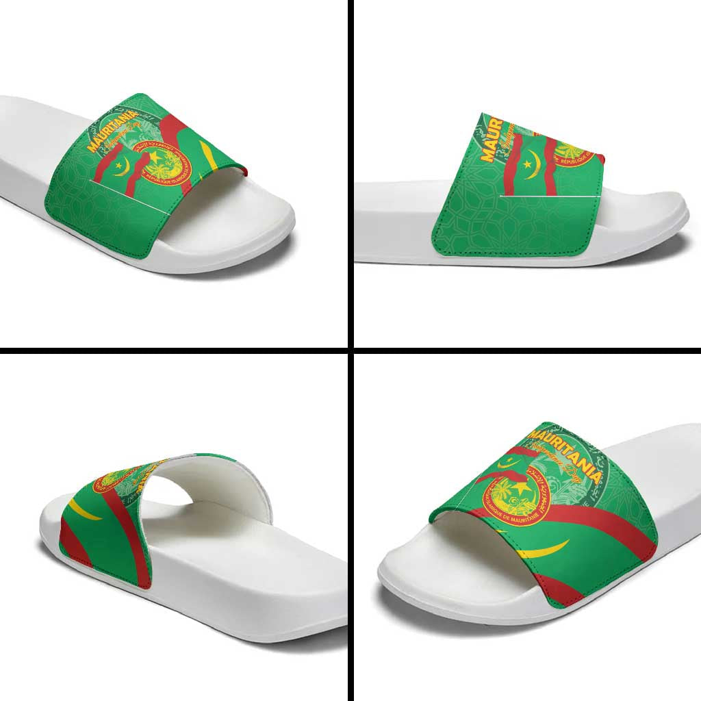 Mauritania Independence Day Slide Sandals Coat Of Arms With Map LT15