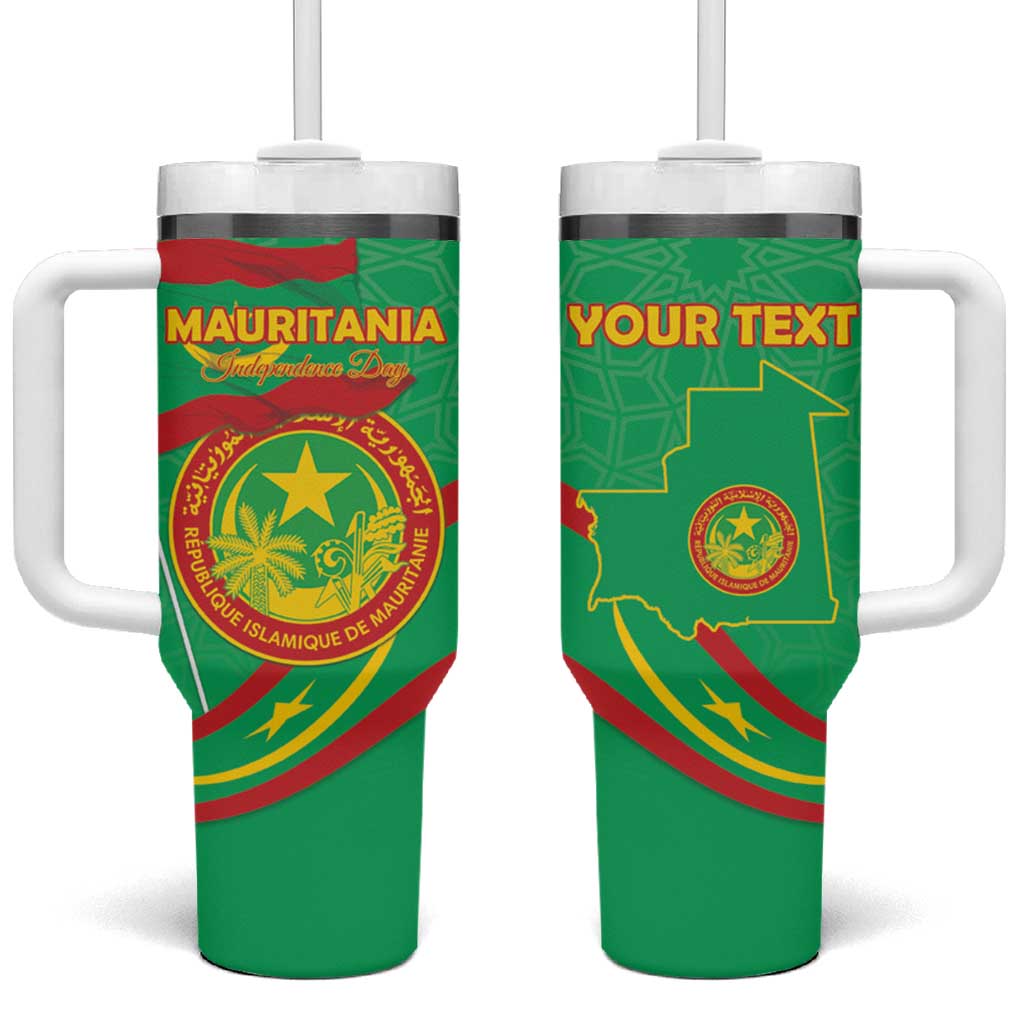 Mauritania Personalized Tumbler With Handle Happy Independence Day LT15
