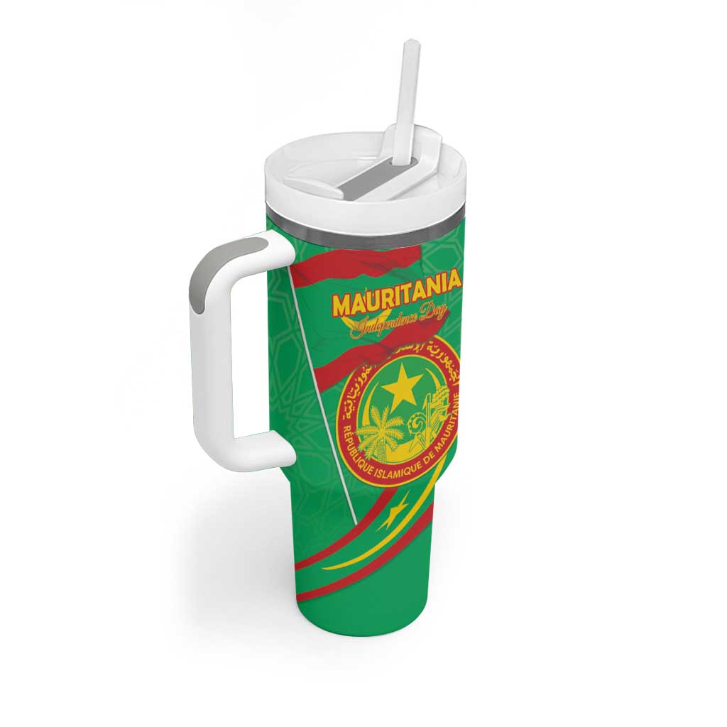 Mauritania Personalized Tumbler With Handle Happy Independence Day LT15
