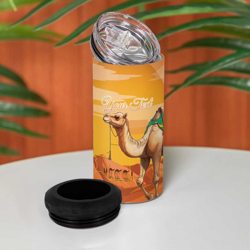 Mauritania Sahara Personalized 4 in 1 Can Cooler Tumbler Camel With Map LT15