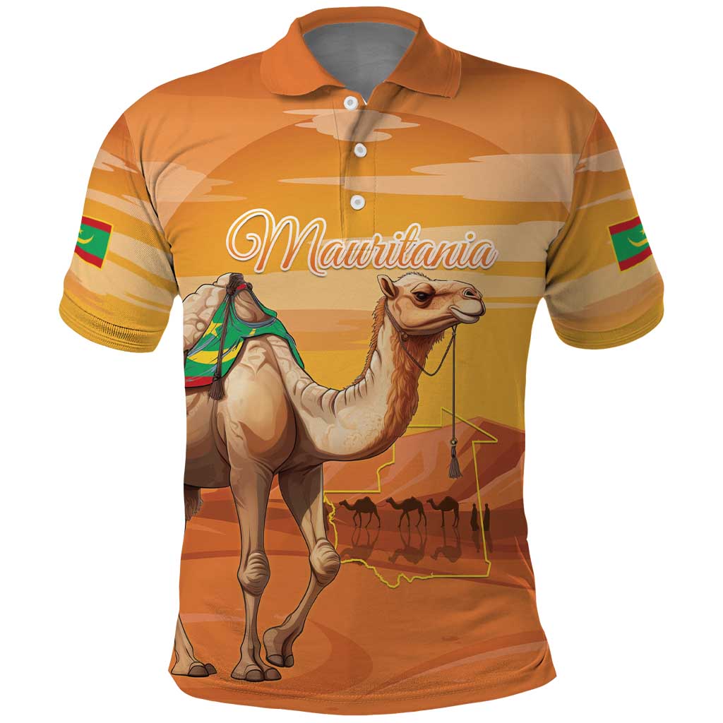 Personalized Mauritania Sahara Polo Shirt Camel With Map LT15