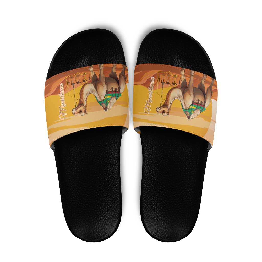 Mauritania Sahara Slide Sandals Camel With Map LT15