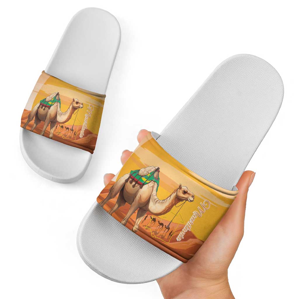 Mauritania Sahara Slide Sandals Camel With Map LT15