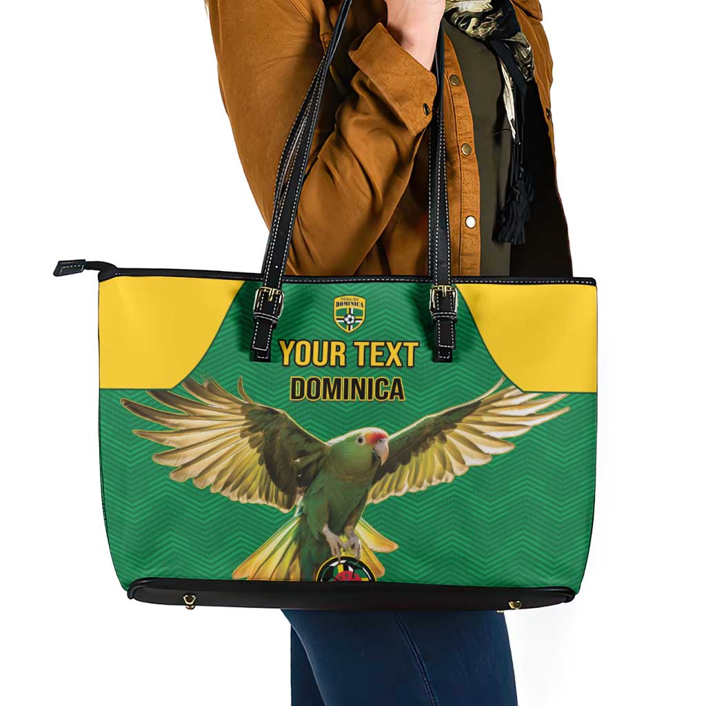 Custom Dominica Football Leather Tote Bag Sisserou Parrot Green Color LT15