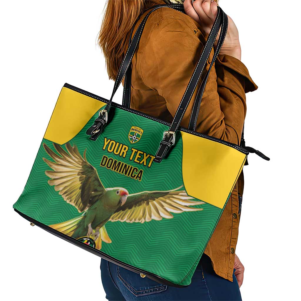 Custom Dominica Football Leather Tote Bag Sisserou Parrot Green Color LT15
