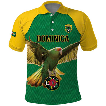 Custom Dominica Football Polo Shirt Sisserou Parrot Green Color LT15