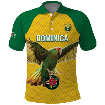 Custom Dominica Football Polo Shirt Sisserou Parrot Yellow Color LT15