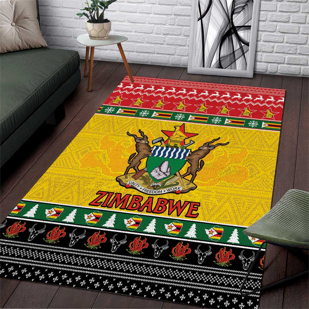 Afro Zimbabwe Christmas Area Rug Coat Of Arms - African Pattern LT15
