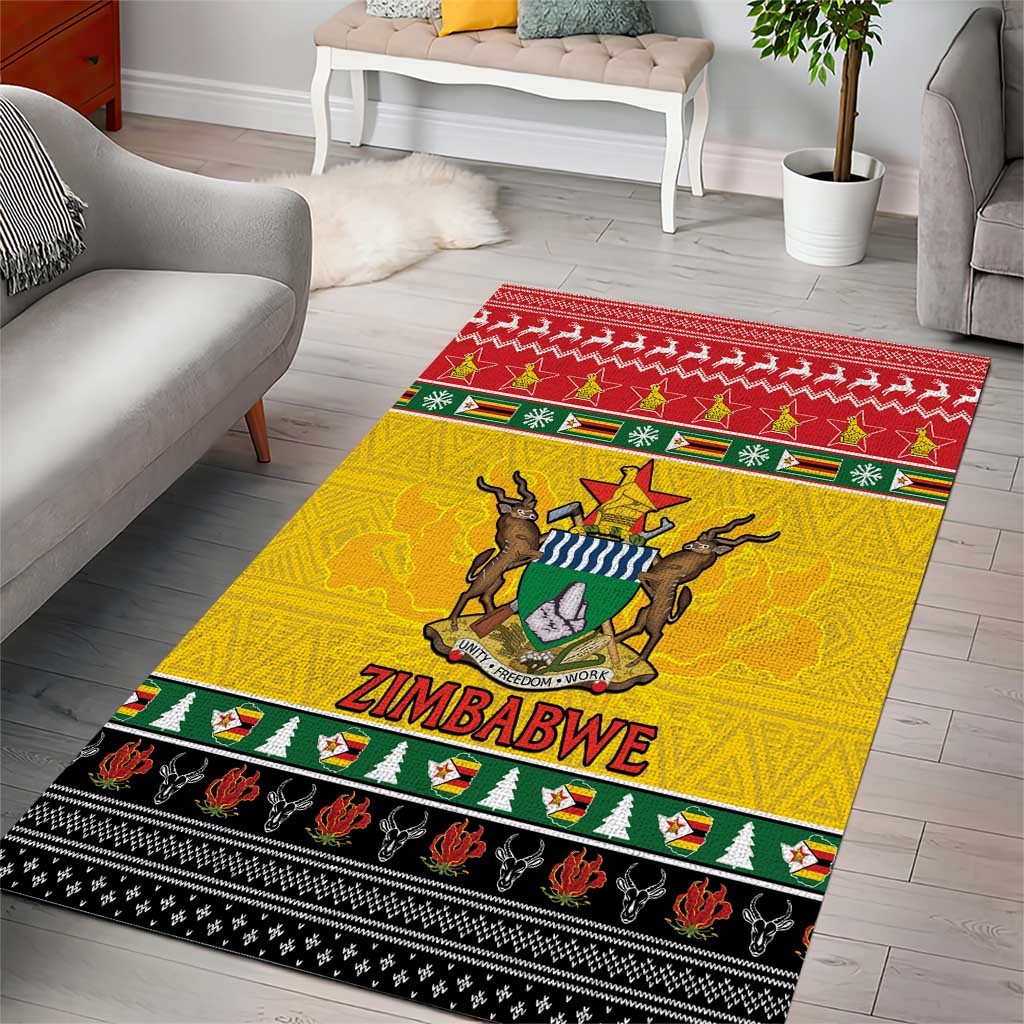 Afro Zimbabwe Christmas Area Rug Coat Of Arms - African Pattern LT15