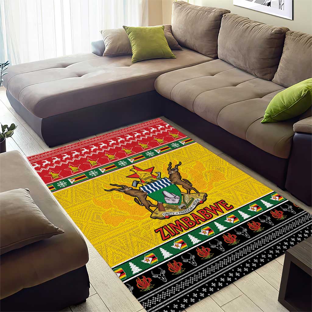Afro Zimbabwe Christmas Area Rug Coat Of Arms - African Pattern LT15