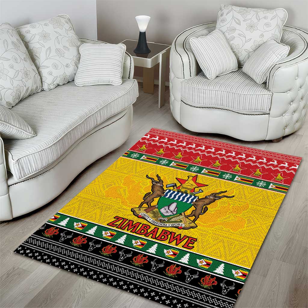 Afro Zimbabwe Christmas Area Rug Coat Of Arms - African Pattern LT15