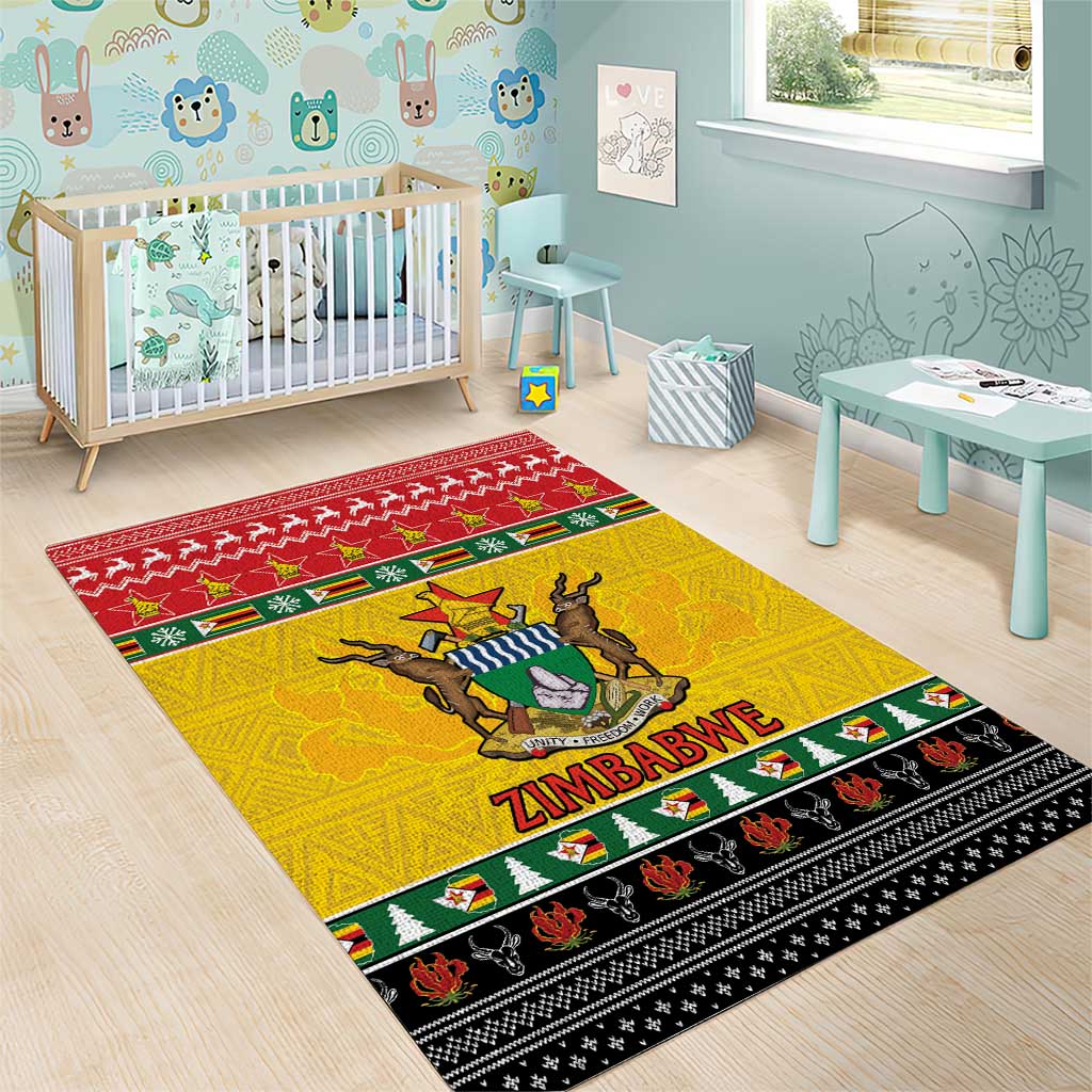 Afro Zimbabwe Christmas Area Rug Coat Of Arms - African Pattern LT15