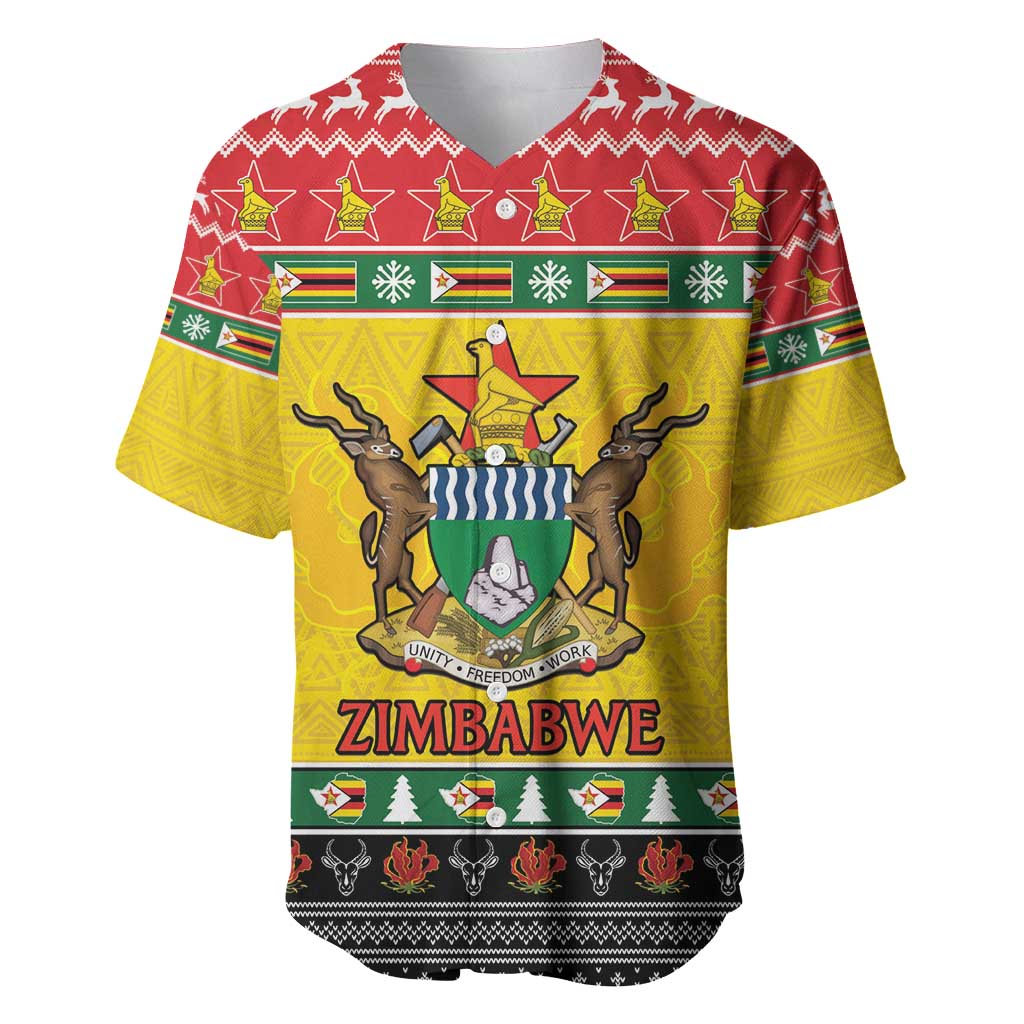 Afro Zimbabwe Christmas Baseball Jersey Coat Of Arms - African Pattern LT15