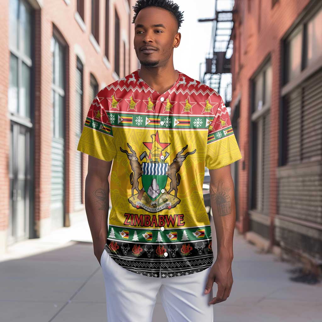 Afro Zimbabwe Christmas Baseball Jersey Coat Of Arms - African Pattern LT15