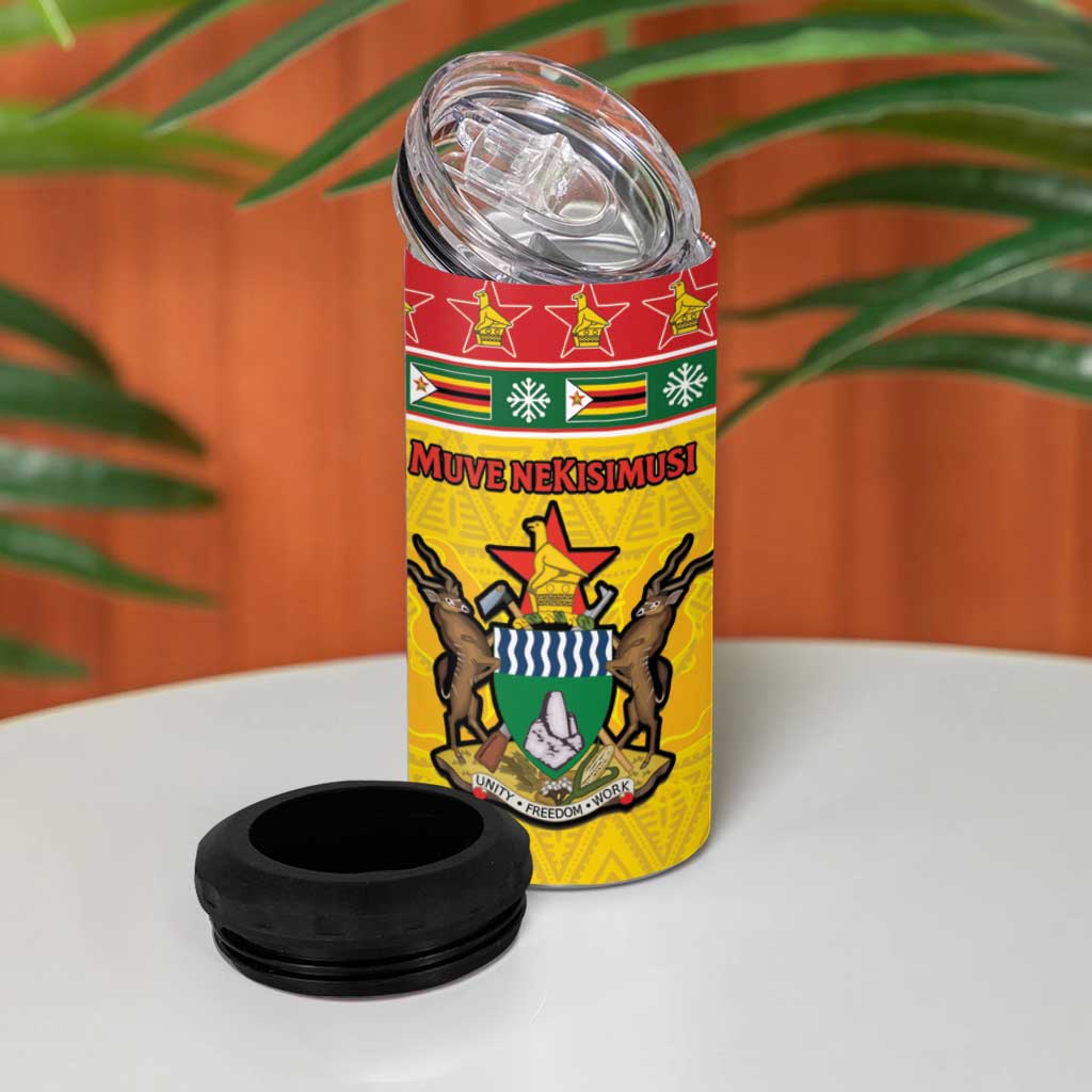 Afro Zimbabwe Christmas 4 in 1 Can Cooler Tumbler Coat Of Arms - African Pattern LT15