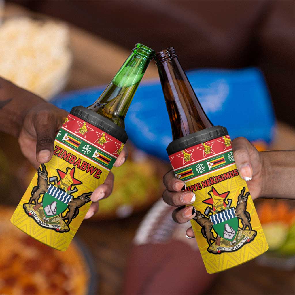 Afro Zimbabwe Christmas 4 in 1 Can Cooler Tumbler Coat Of Arms - African Pattern LT15